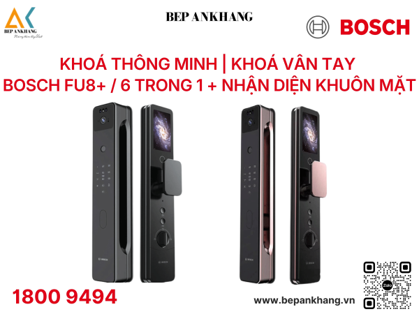 Khoá cửa điện tử thông minh Bosch FU8+ Black/Gold - Nhận diện khuôn mặt